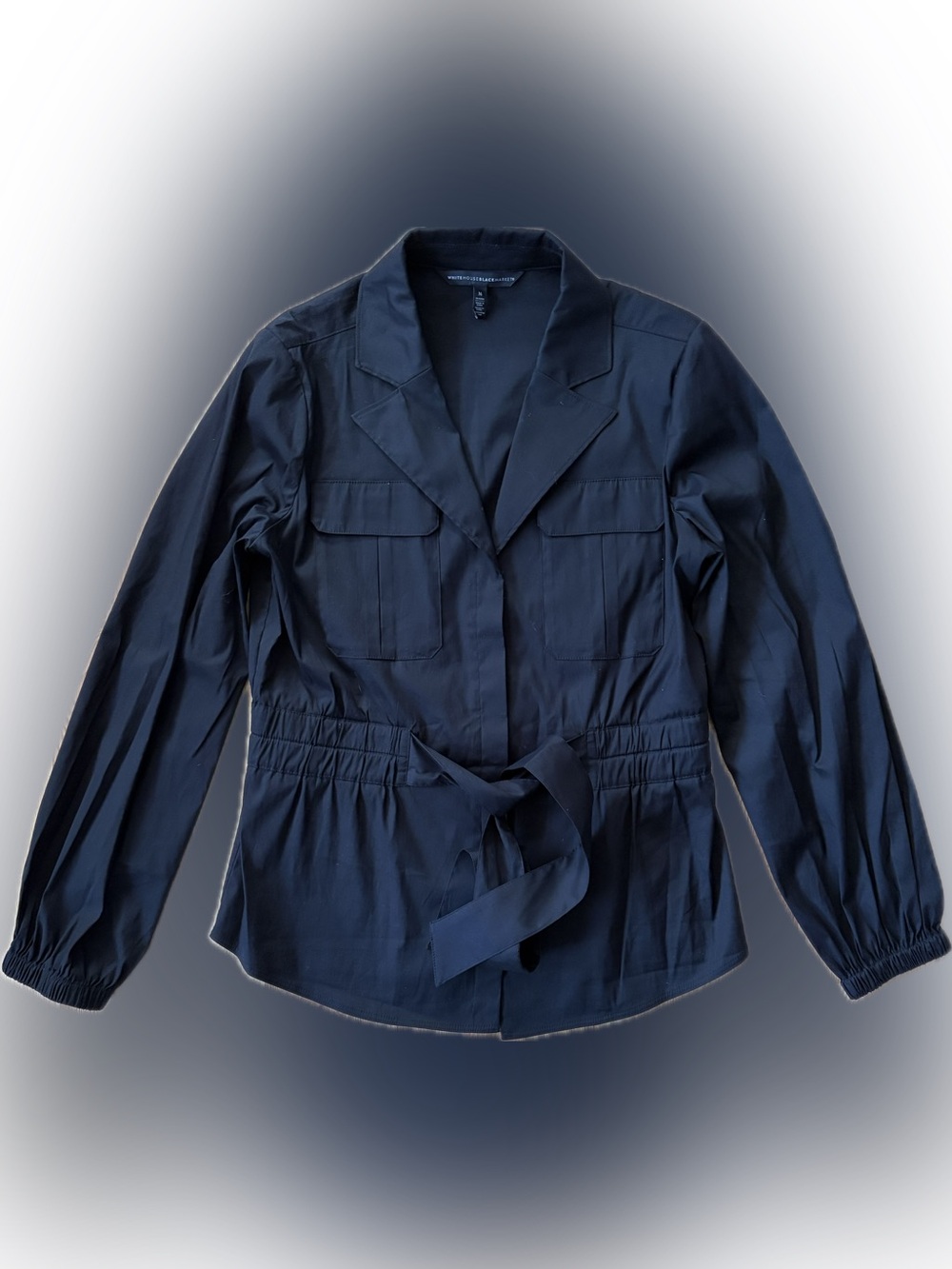 White House Black Market Black Faux Tie-Waist Shirt